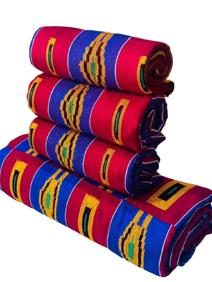 Hidden Rainbow Red-Blue-Yellow - Green and Gold Kente Cloth 10 & 6-Yard Bundle