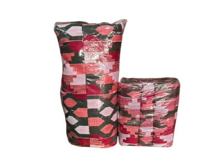 AfriKraft™ Red-Pink-Green-White Kente Cloth 10 & 6-Yard Bundle – Handwoven Geometric Diamonds